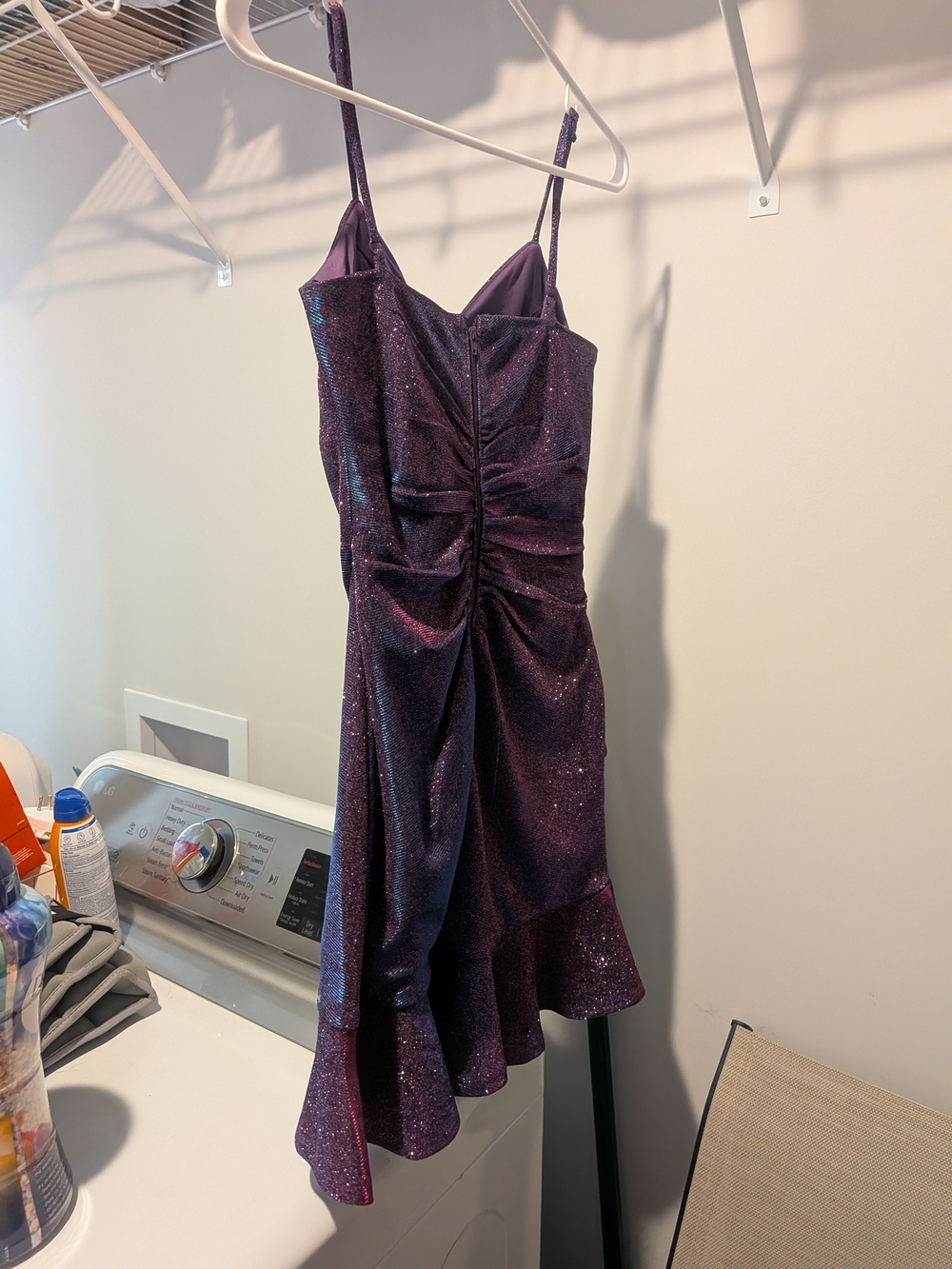Girls' Sparkle Ruffle Hem Dress - Purple